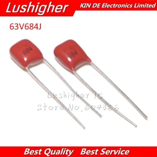 20PCS 63V684J 63V 0.68UF 684J Pitch 5mm 680nf CBB Polypropylene Film Capacitor