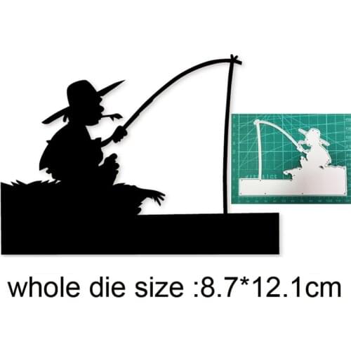 Hat Man Fishing Metal Cutting Dies Stencils dies for DIY Scrapbooking dies Decoration Album Paper Craft dies Embossing Dies Cuts