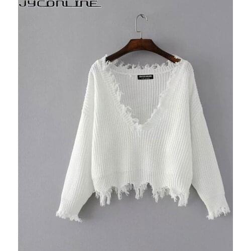 Женские пуловеры с V-образным вырезом Jyconline China At AliExpress