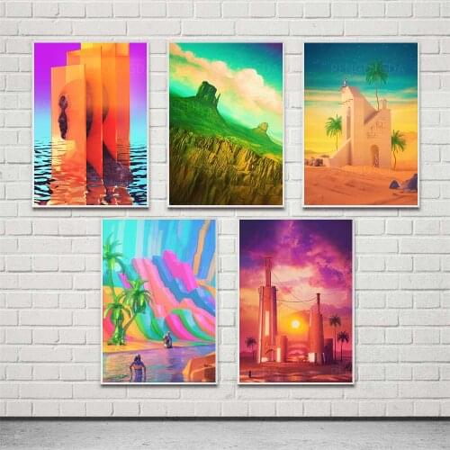 HD Prints Mountain Scenery Canvas Painting Wall Art Palm Desert Sea Poster Modern Home Decor Living Room Modular Pictures Frame