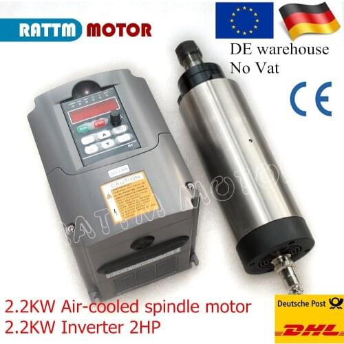 CNC Air Cooled Spindle kit 2.2KW ER20 220VDC 24000rpm 4 bearing & 2.2kw 220V Inverter VFD 2HP For Router Milling
