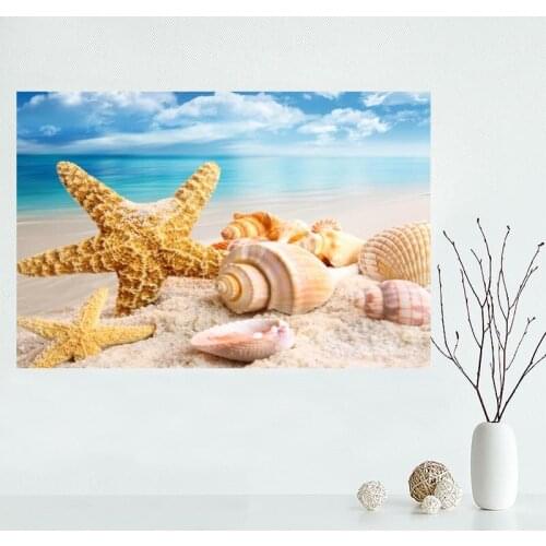 Nice Custom Beach Shells Canvas Poster Print painting Art Wall Silk Poster cloth print DIY Fabric Poster Y.30