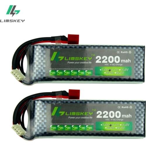 Limskey Drone Lipo Battery 11.1V 2200 mAh 25C MAX 35C 3S Lipo Battey for RC Car Airplane T-REX 450 Helicopter Part 2PCS/LOT