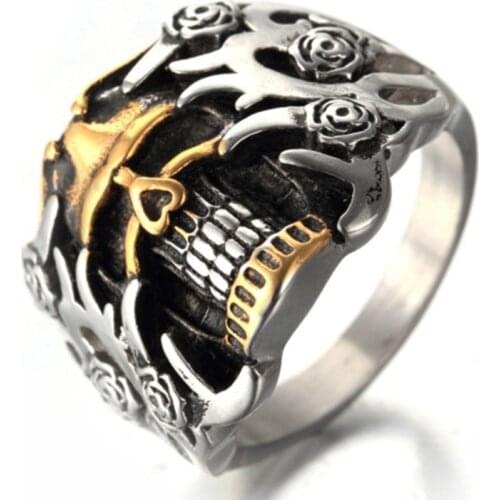 Fashion Personality Mens Stainless Steel Vintage Gothic Mens Punk Skull Ring Mens Jewelry