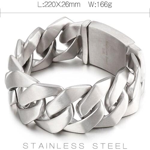 Man Bracelet Jewlery 26mm Brushed/Polished Surface Big Chunky Cuban Bracelet Mens 316L Stainless Steel Heavy Wristband Jewelry