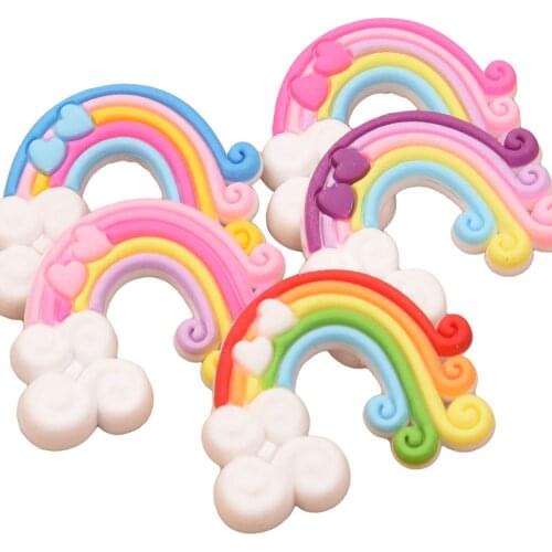 30PCS 1inch Soft Glue Rainbow Cute Baby Girl Hair Accessoreis DIY Hairclip Hair bows Patry decoration Accessory No Clips