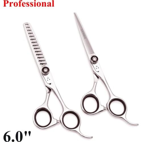 6.0 Inch Professional Barber Scissors Set Japan 440C Hairdressing Scissors Hair Cutting Scissor Thinning Shear Hairdresser 2002