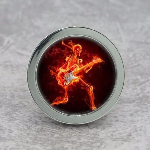 Fire Skull with Guitar - Knobs Drawer Dresser Knobs Handmade Cupboard Pulls Unique Kitchen Cabinet Knobs Furniture Hardware