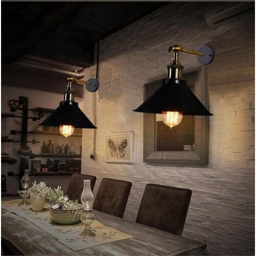 Mini Adjustable Vintage Edison Simplicity Wall Lamp Loft Style with Black Metal Shade For Cafe and Club Industrial Wall Sconce