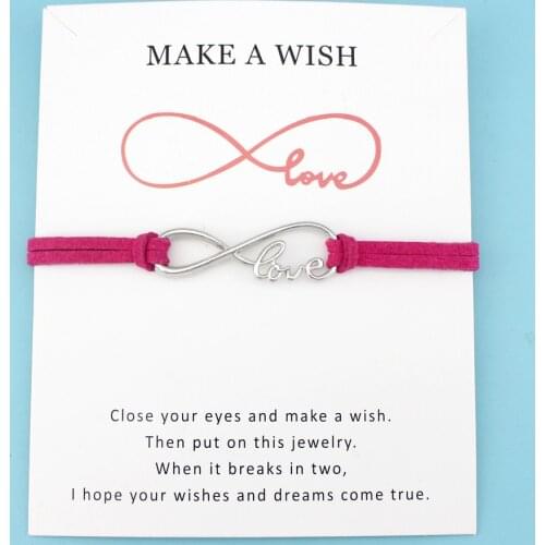 Girls Adjustable Friendship Engagement Wedding Bridesmaid Jewelry with Card Infinity Love Make a Wish Charm Bracelets for Women