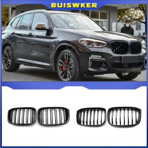 1 Pair Front Grille Kidney Grill 1 Slat For BMW G01 G02 G08 X3 X4 2018 2019 2020 Car Styling Gloss Matte black Racing Grills