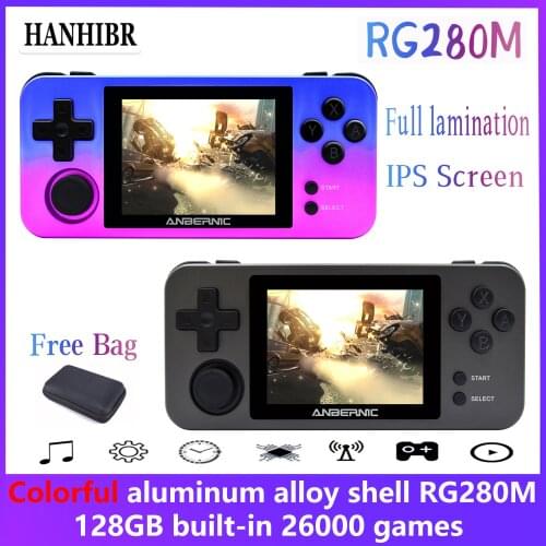 HANHIBR RG280M Retro Game Console 2.8 inch IPS Screen Metal Shell Linux System PS1 Arcade 3D Games RG280M Handheld Game Player
