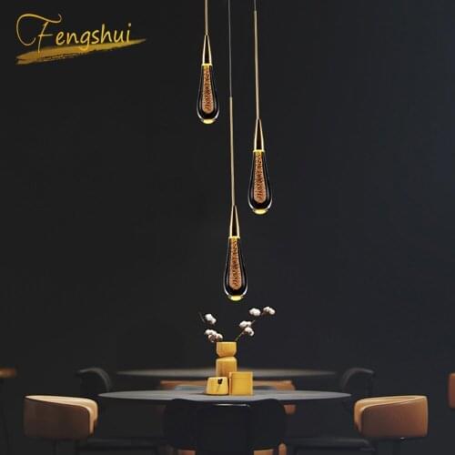 Modern Loft Luxury Crystal Pendant Lights Lighting Retro Long Staircase LED Pendant Lamp Dining Room Kitchen Decoration Fixtures