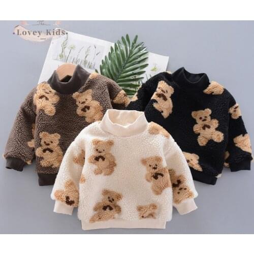 Sweatshirt Plush Girl 2020 Winter Baby Boy Fur Bear Cute Warmer Pullover Cashmere Sweater 0-5Y Toddler Fall Clothes