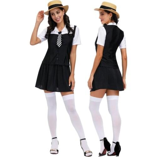 Japanese/Korean Student Cosplay Costume School Girls Uniforms Sailor Suit Top+Skirt +Tie