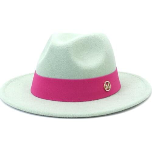 2021 Wholesale High Quality European American autumn winter 21 Colors Solid Flat Wide Brim Women Men Woolen Jazz Fedora Hat
