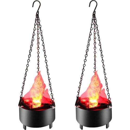 Simulated 3D Fire Flame Lighting Hanging Brazier Lamp Home Party Night Light for Halloween Christmas Bar Stage Projector Lights