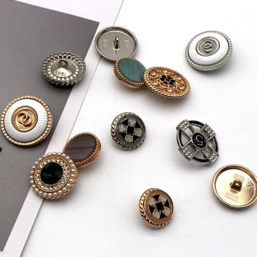 5pcs Golden Metal snowflake diamond Women Coat Decorative Button for Clothing Diy Craft Needlework Sewing Accessorie