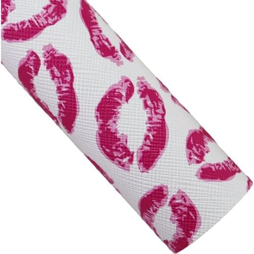 A4 Sheet 30x21cm Pink Red Lips Faux Synthetic PU Leather Fabric For HandbBags Home Decration DIY Craft Project H0406