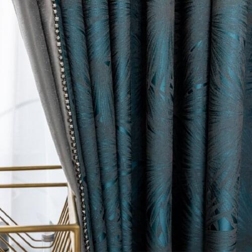 Balcony Luxury Modern Maple Leaf Yarn-dyed Jacquard Fabric Curtains for Living Room Bedroom Curtains Thermal Curtain blackout