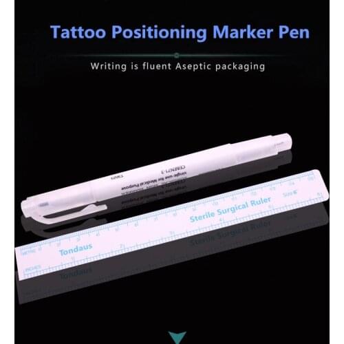 Free Shipping 1Pcs Semi-Permanent Make-Up Tattoo Positioning Marker Pen Marker With Measuring Soft Tattoo Accessories Supply
