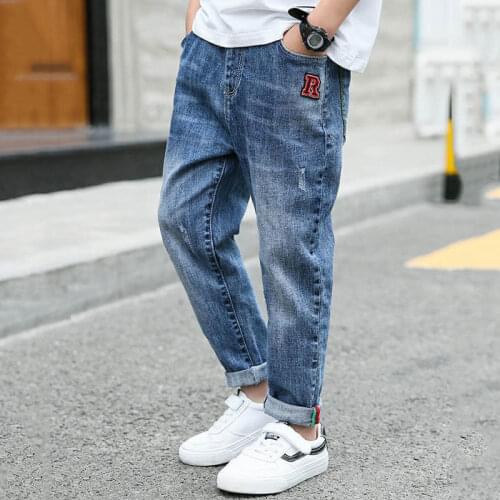 Children trousers 2021 spring autumn boys jeans pants Teenage cotton leisure pencil leggings for 3 to 14 years