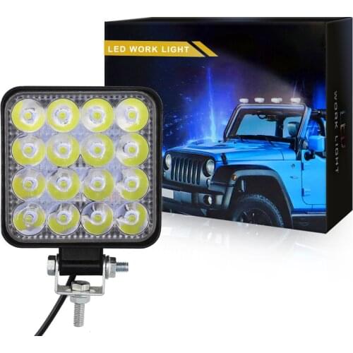 DHL 100Pcs Mini 16LED 27W 48W LED Work Light Bar Square Spotlight 12V 24V Offroad LED Light Bar For Truck Offroad 4X4 4WD Car