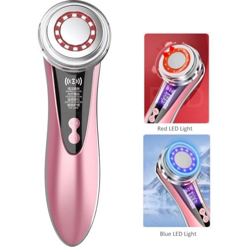EMS Face Lifting Home Beauty Machine Facial Massager Galvanic Ion +/- Skin Cleansing Device LED Light Photon Skin Rejuvenation