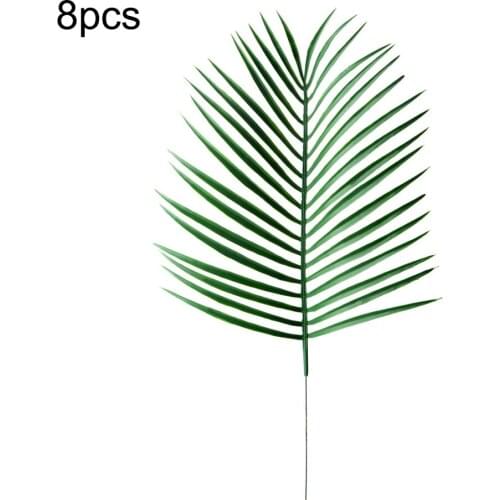 8pcs/set Artificial Palm Leaves Stems Faux Tropical Palm Tree Leaves Simulation Green Plants for Home Garden Decoration