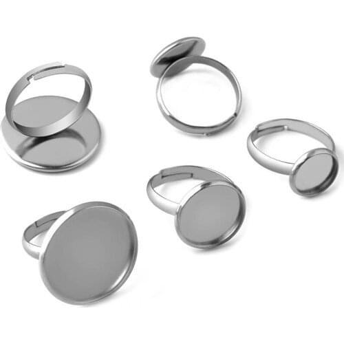 Stainless Steel Ring Findings Stone Glass Cameo Cabochons Base 8mm to 20mm Round Smooth Bezel Rings Settings Blanks DIY NO Fade
