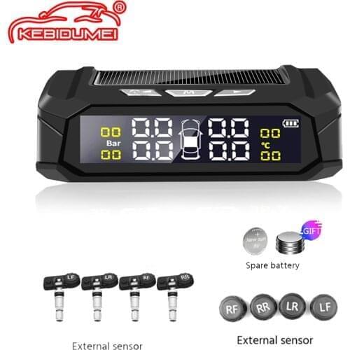 Kebidumei Solar Power Tpms Car Tire Pressure Alarm Monitor System Auto Security Alarm Systems Tyre Pressure Temperature Warning