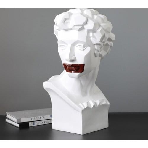 HOT-SELLING WHITE NORDIC FIGURE SCULPTURE CRAFT RED LIPS DAVID FIGURE SCULPTURE VILLA PORCH DECORATION DECORATIONS