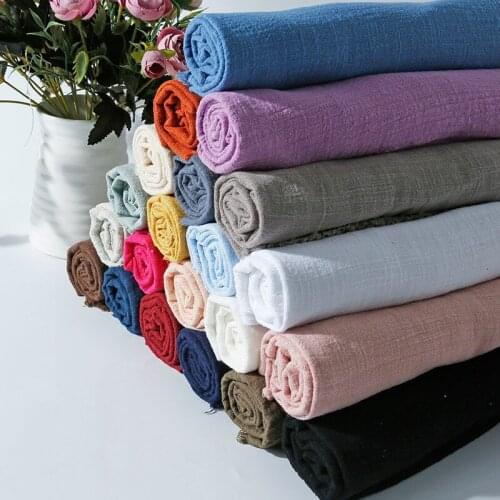100x130cm Soft Linen Slub Cotton Fabric Sewing Materials for Clothing DIY Dress Patchwork Fabric Thin Solid Color Summer