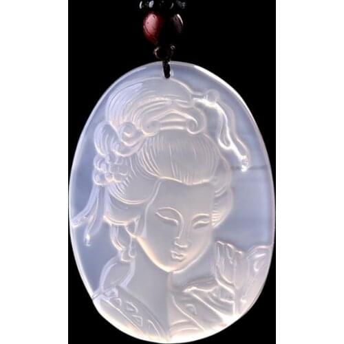 Natural ice kind chalcedony ladies pendant beautiful head chalcedony pendant couple gift