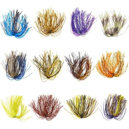 New Arrival 12 Bundles 50 Stands Bass Rubber Jig Lures Squid Bait Silicone Skirts Spinnerbait DIY Tackle Accessories Fishing