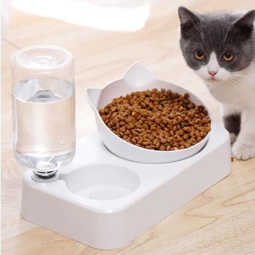 Pet Cat Bowl Automatic Water Feeder Dog Cat Food Bowl Water Dispenser Double Bowl Drinking Raised Stand Dish Bowls Pet Supply