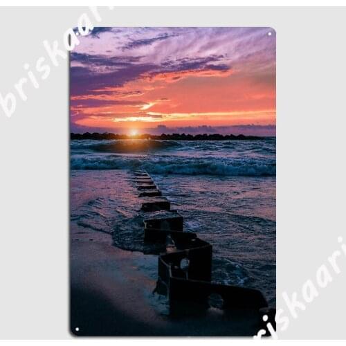 Presque Isle Sunset Water Break Poster Metal Plaque Designing Club Bar Wall Decor Club Home Tin sign Poster