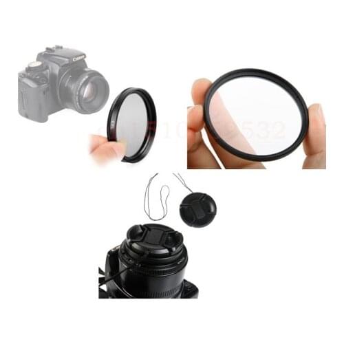 3 in 1 37 43 46 40.5 49 52 55 58 62 67 72 77mm UV CPL Polarizer Filter + Lens cap for Canon nikon sony pentax fuji NX1100 NX2000