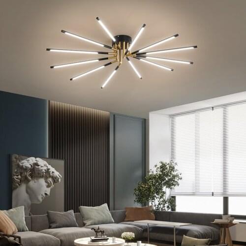 Postmodern Nordic LED Living Room Ceiling Lamp Bedroom Restaurant Hote Study Office Cafe Black Creative Fashion Art Light