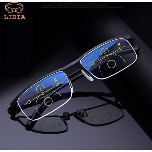 Unisex Presbyopia Progressive Multi Focus Far Near Dual-purpose Anti Blue Light Men Women Degree +1.0+1.5+2.0+2.5+3.0+3.5+4.0
