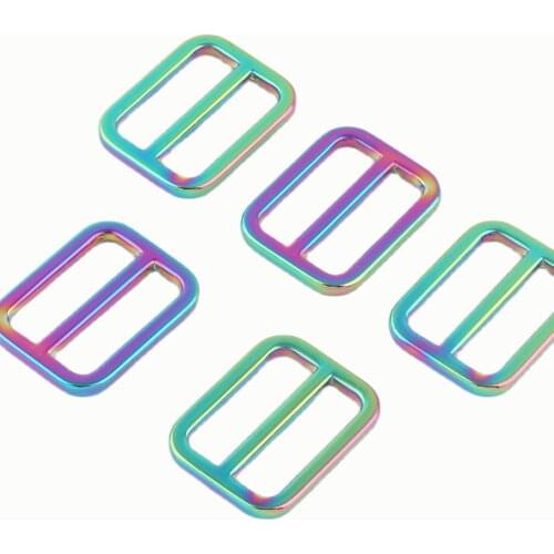 25mm rainbow adjuster buckles metal strap slider belt purse making adjuster bag ring slide lanyard clasps handbag webbing