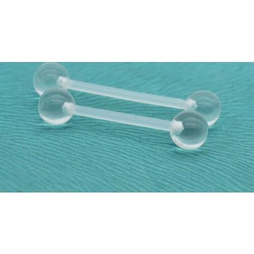 New Clear Bioflex Tongue Bar Barbell Rings Straight Pregnancy Maternity Bar Body Piercing Retainer 1.6mm Nickel Allergy Free