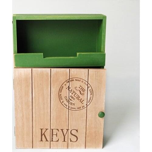 Vintage Wood Storage Box Key Holders With 6 Hooks Home Porch Wall Hanging Key Storage Box Organizers Home Decor Wooden Shelf