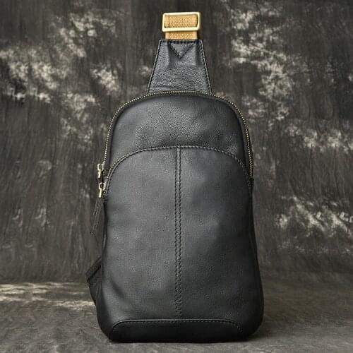 High Quality Messenger Bag Leather Men Chest Bag Vintage Crossbody Shoulder Bag Mens Business Sling Bags Male Casual Chest Pack