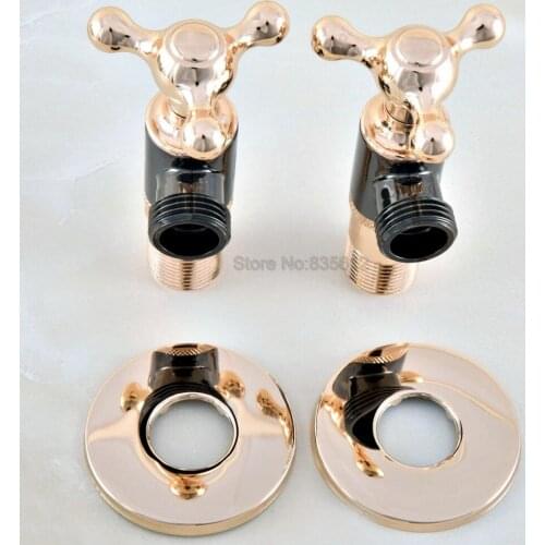 A of Pair Gold Black Brass 1/2"male x 1/2" male Brass Bathroom Angle Stop Valve Filling Valves Bathroom tav017