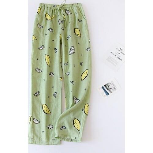 Ladies Sleeping Pants 100% Gauze Cotton Floral Print Grid Stripe Variety Styles Sleep Bottoms Trousers Soft Pants Household Wear