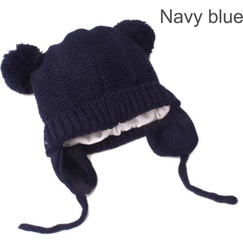 1pcs Beanies Baby Winter Hat Soft wool Knitted Warm Earflap Cap Solid Color Hat Toddler Girls Boys Cute Cap birthday gift
