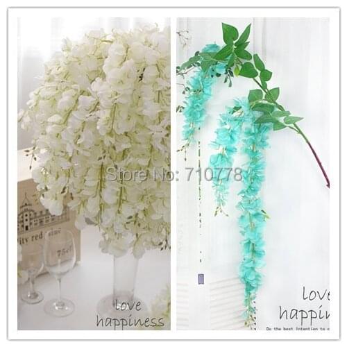 10pcs 5Colors!Classic Artificial Wisteria Silk Flower Vine Rattan For DIY Wedding Home Party Garden Floral Decoration