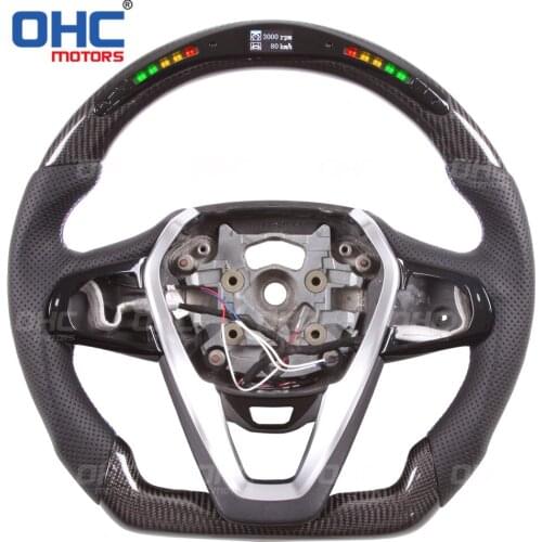 100% Real Carbon Fiber LED Performance Steering Wheel compatible for G20 G30 G01 G05 3 5 X3 X5 G11 7 Series