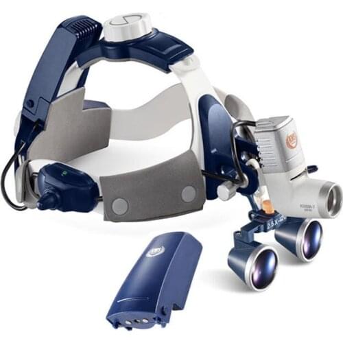 2.5/3.5X420mm Binocular Magnifier Dental Loupes+5W LED Medical Headlight Surgical Headlamp Illuminator 2 Battery